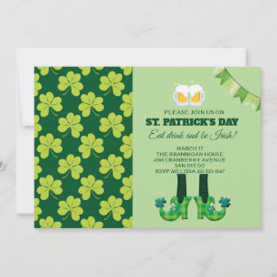 Cute Grönt Shamrock Mönster St. Patrick's Day Inbjudningar
