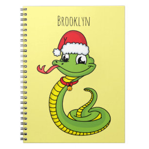 Cute grönt snake med Santa tecknad Anteckningsbok