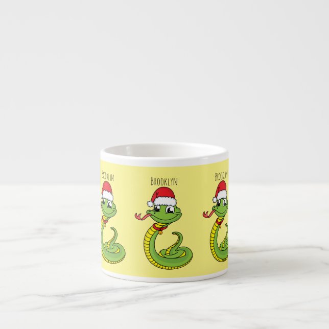 Cute grönt snake med Santa tecknad Espressomugg (Framsidan)