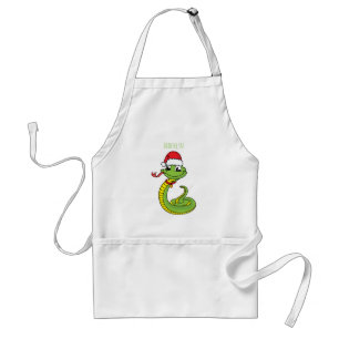 Cute grönt snake med Santa tecknad Förkläde