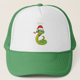 Cute grönt snake med Santa tecknad Keps