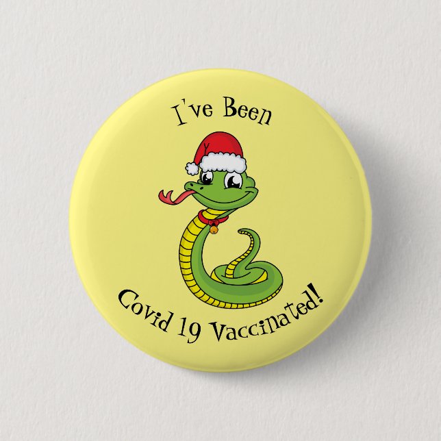 Cute grönt snake med Santa tecknad Knapp (Framsida)