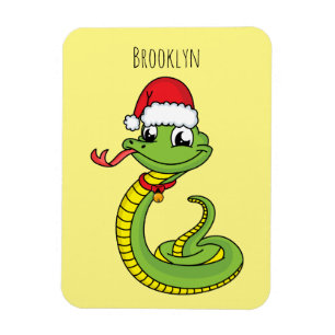 Cute grönt snake med Santa tecknad Magnet