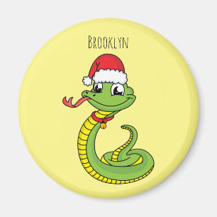 Cute grönt snake med Santa tecknad Magnet