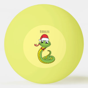 Cute grönt snake med Santa tecknad Pingisboll