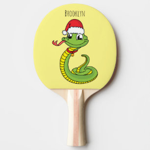 Cute grönt snake med Santa tecknad Pingisracket