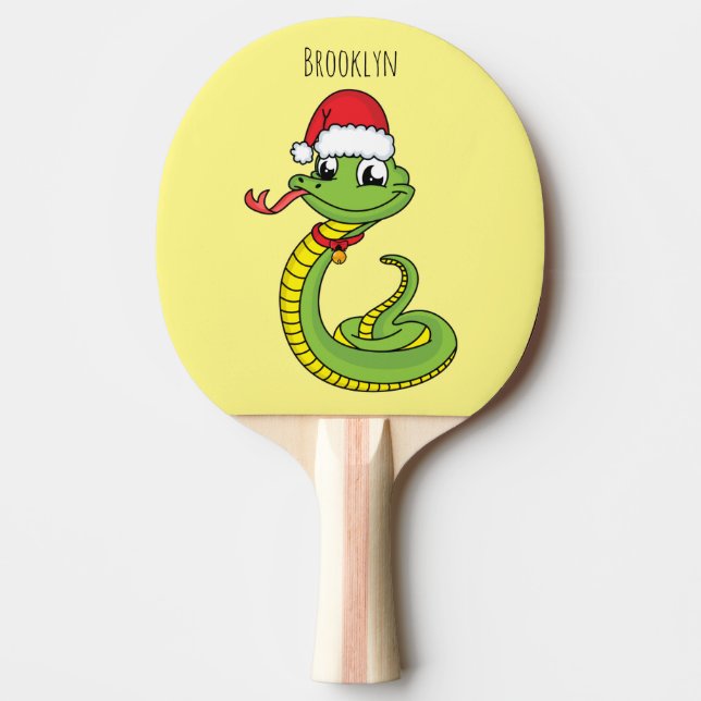 Cute grönt snake med Santa tecknad Pingisracket (Framsidan)