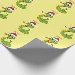 Cute grönt snake med Santa tecknad Presentpapper<br><div class="desc">Den här söta gröntens orm är redot till jul firande! Ritad i roligt tecknad stil.</div>
