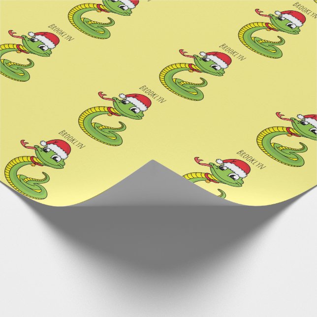 Cute grönt snake med Santa tecknad Presentpapper (Hörn)