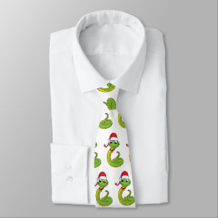 Cute grönt snake med Santa tecknad Slips