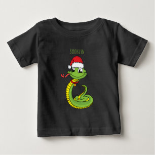 Cute grönt snake med Santa tecknad T Shirt