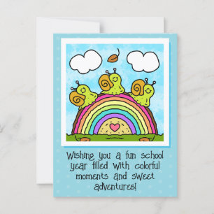 Cute Grönt Snigel Rainbow Log Back to school Vykort