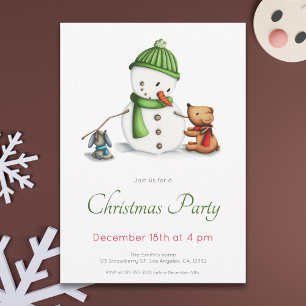 Cute Grönt Snögubbe jul Party Inbjudningar