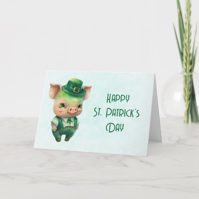 Cute Grönt St. Patrick's Day Gris Kort (Framsida)