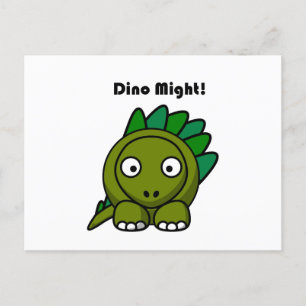 Cute Grönt Stegosaurus Tecknad med Roligt Dino Pun Vykort
