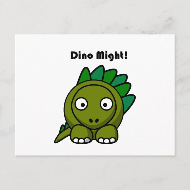 Cute Grönt Stegosaurus Tecknad med Roligt Dino Pun Vykort (Framsida)