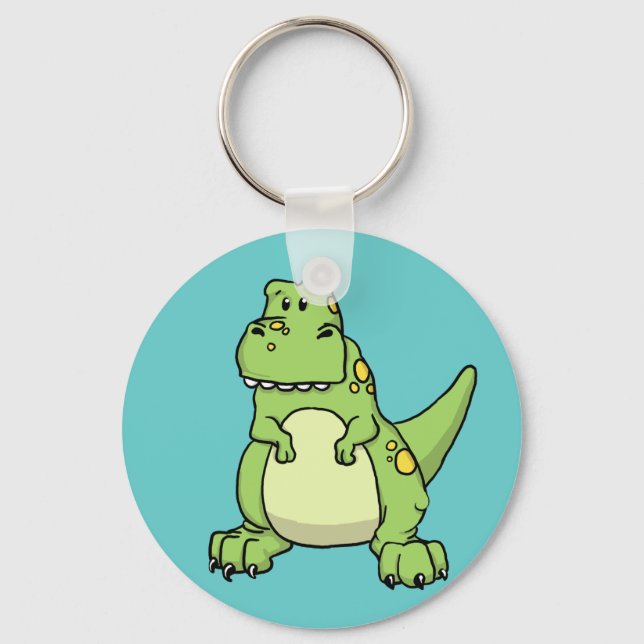 Cute Grönt T-Rex Nyckelring (Framsida)