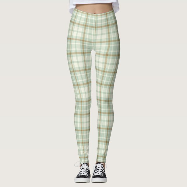 Cute Grönt Tan Play Leggings (Framsida)