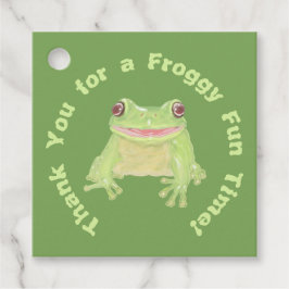 Cute Grönt Träd Frog - barns födelsedag Tack. Gåvor Etiketter