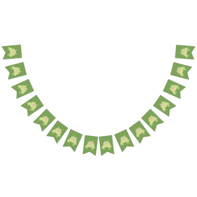 Cute Grönt Träd Frog - en bild. Vimplar (Alla)