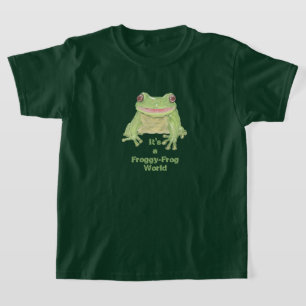 Cute Grönt Träd Frog - Froggy-Frog World text. T Shirt