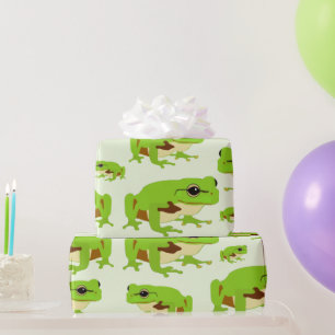 Cute Grönt Träd Frog Mönster Presentpapper