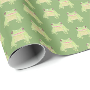 Cute Grönt Träd Frog - omlasta mönster.    Presentpapper