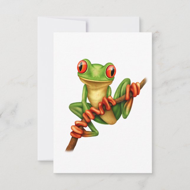 Cute Grönt Träd Frog på Gren (Framsida)