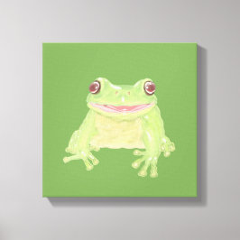 Cute Grönt Träd Frog - transparent. Canvastryck