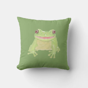Cute Grönt Träd Frog - transparent. Kudde