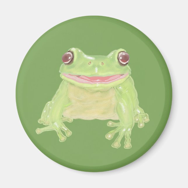 Cute Grönt Träd Frog - transparent. Magnet (Framsidan)
