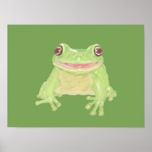 Cute Grönt Träd Frog - transparent. Poster