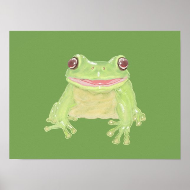 Cute Grönt Träd Frog - transparent. Poster (Framsidan)