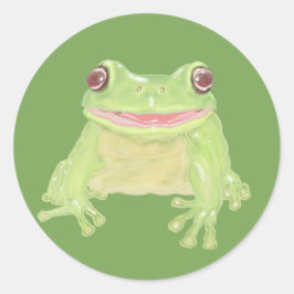 Cute Grönt Träd Frog - transparent. Runt Klistermärke