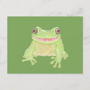 Cute Grönt Träd Frog - transparent. Vykort