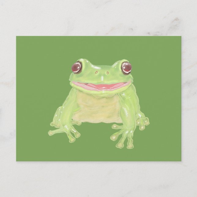 Cute Grönt Träd Frog - transparent. Vykort (Framsida)