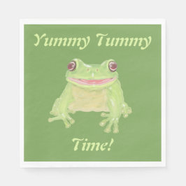 Cute Grönt Träd Frog - Yummy Tummy Time! party. Pappersservett