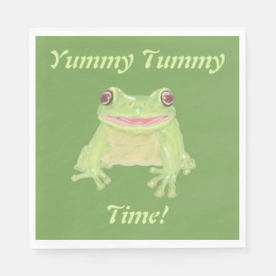 Cute Grönt Träd Frog - Yummy Tummy Time! party. Pappersservett