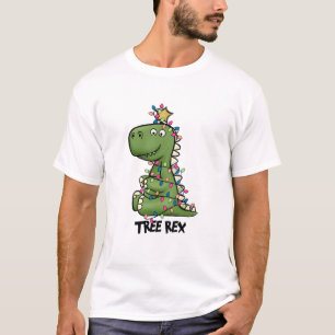 Cute Grönt Träd Rex Dino jul T Shirt