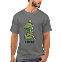 Cute Grönt Träd Rex Dino jul T-Shirt