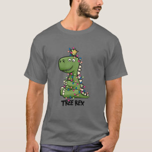 Cute Grönt Träd Rex Dino jul T-Shirt