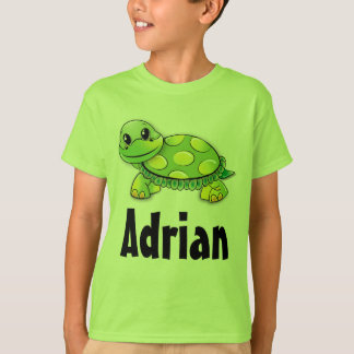 Cute Grönt Turtle Personlig Barn Shirt Adrian T