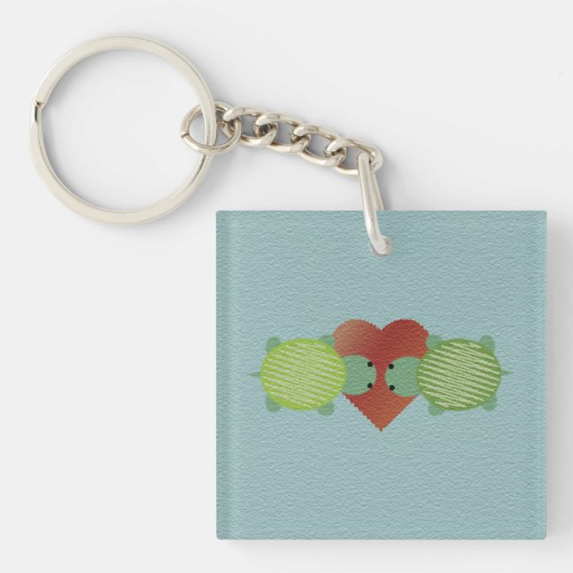 Cute Grönt Turtles i Kärlek (Framsidan)