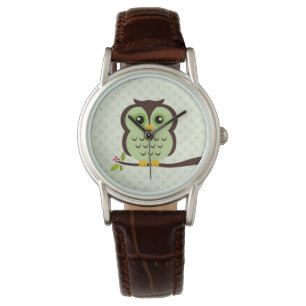 Cute Grönt Uggla Armbandsur