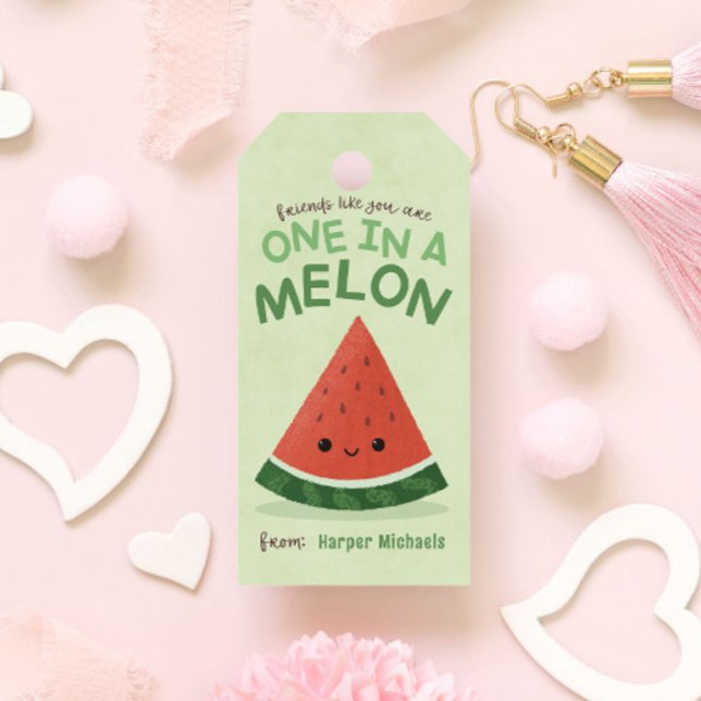 Cute Grönt Watermelon School Classroom Valentine Presentetikett (Skapare uppladdad)