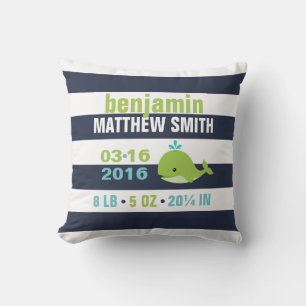 Cute Grönt Whale Decorative Nursery Kudde