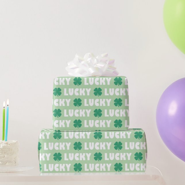 Cute Grönt White Lucky Klöver Presentpapper (Festgåvor)