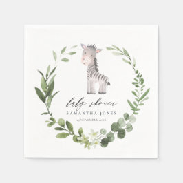 Cute Grönt Zebra Foliage Utandning Babyskor Pappersservett