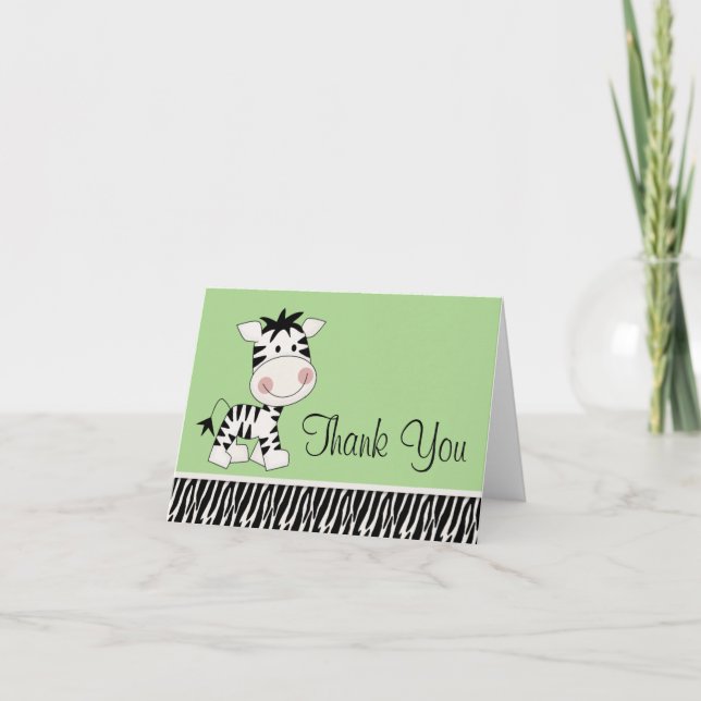 Cute Grönt Zebra, tack. Tack Kort (Framsida)