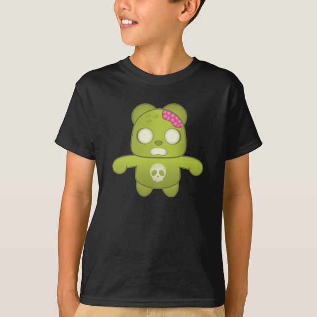 Cute Grönt Zombie Panda Illustration Tee Shirt (Framsida)
